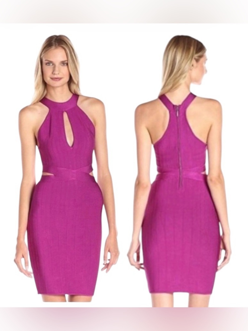 NWT, Guess Brand, Fuchsia, Halter, Body Con style, short, Mini Dress - Picture 13 of 13